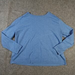 J. Jill Sweater Womens Medium Petite Crew Neck Knit Blue Soft Cozy Casual